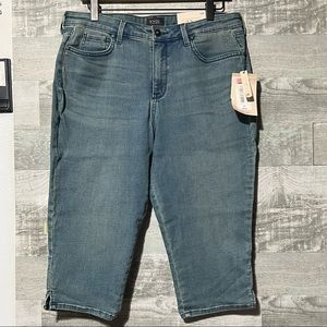 NYDJ Cropped Skinny Capri Side Slit PETITE Womens Jeans 14P ARROYO NWT